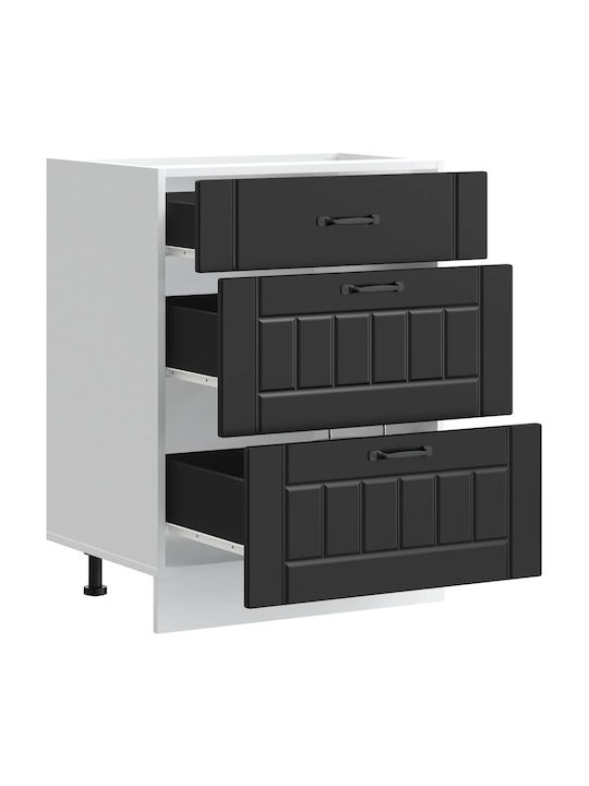 Lucca Comodă de Bucătărie de Podea Negru 60x46x81.5buc