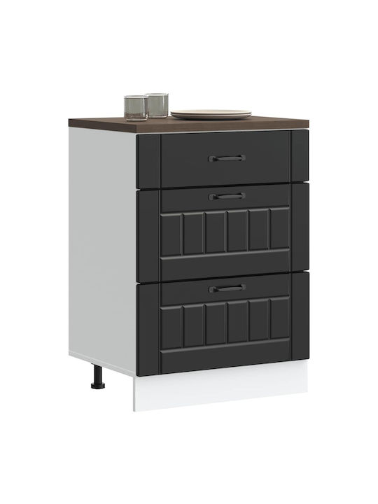 Lucca Comodă de Bucătărie de Podea Negru 60x46x81.5buc