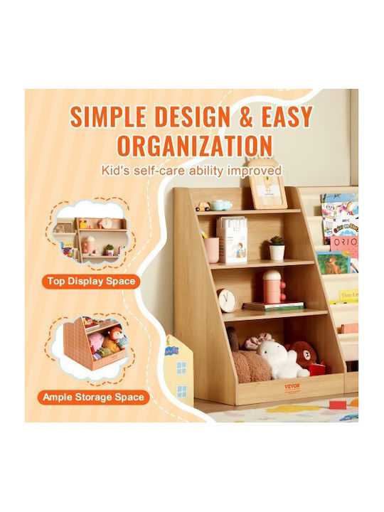 Kids Wooden Bookcase Brown 80x40x89cm