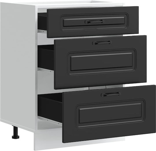 Kalmar Kitchen Floor Drawer Unit Black 51.5x46x81.5pcs