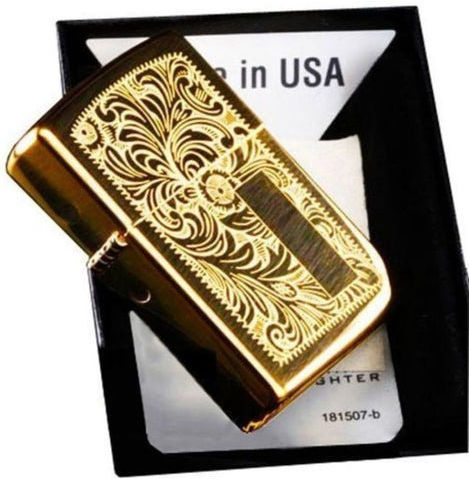 Zippo Lighter Flame Windproof High Polish Brass Venetian