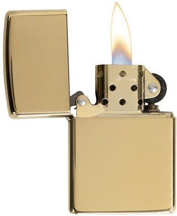 Zippo Armor High Polish Brass Feuerzeug Flamme in Gold Farbe