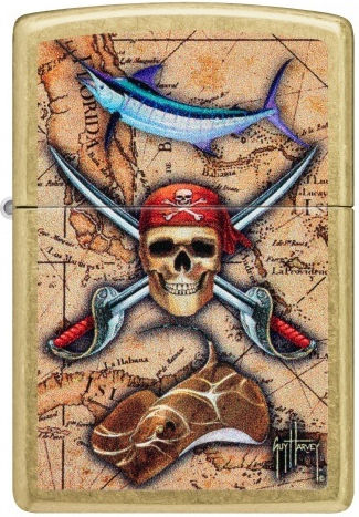 Zippo Guy Harvey Αντιανεμικός Αναπτήρας Φλόγας σε Χρυσό χρώμα