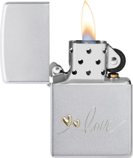 Zippo Love Запалка Пламък В Сребрист Цвят