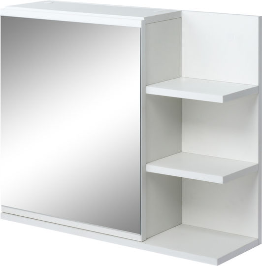 Kleankin Bathroom Mirror made of Particle Board with Shelf & Cabinet 60x18cm White