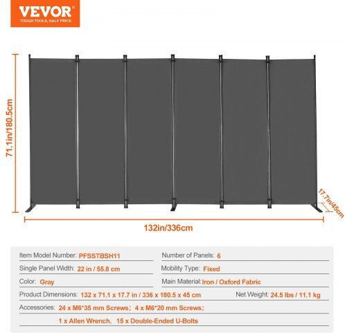 Vevor Διακοσμητικό Παραβάν Υφασμάτινο 311x180.5cm