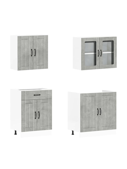 Kalmar Set Dulapuri de Bucătărie Suspendate & de Podea cu Blat de Lucru Gri 140x46x140buc