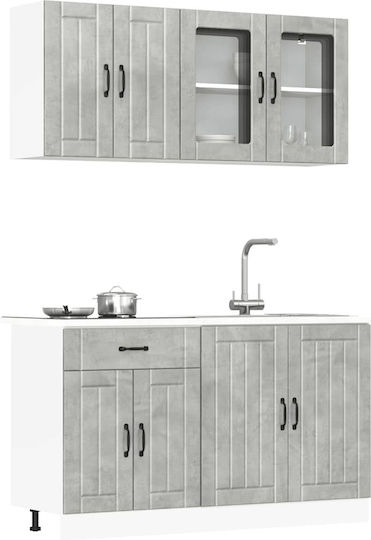 Kalmar Set Hängeschränke & Bodenschränke Küche mit Arbeitsplatte Gray 140x46x140Stück
