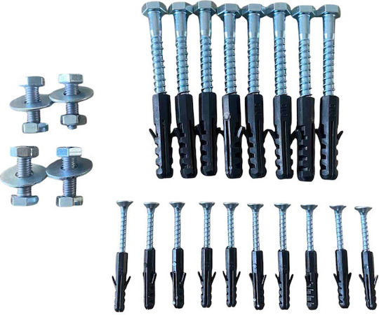 Air conditioner installation kit 8 anchors 8×70 (with plugs), 10 drywall screws (with plugs), 4 hex screws, 4 washers & 4 nuts Air Conditioner