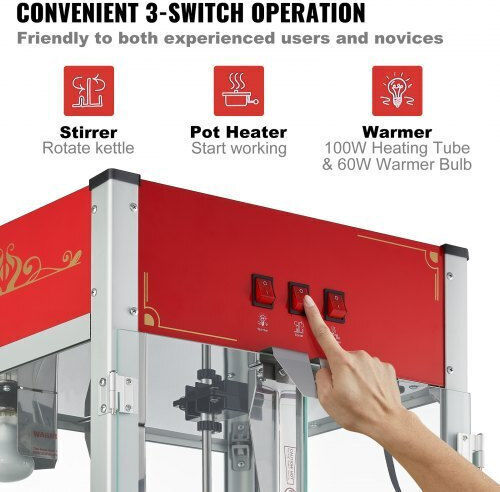 Vevor Επαγγελματική Μηχανή Pop Corn 1440W με Παραγωγή 340gr