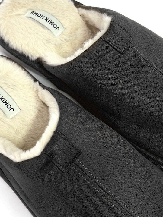 Ustyle Men's Printed Slippers with Fur Black