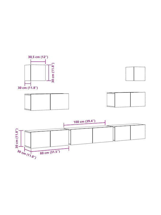 Living Room TV Unit Brown L100xW30xH30cm