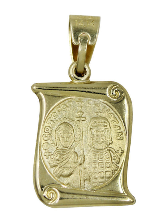 Roloi Kaliamanis Anhänger Kinder Amulett Beidseitig Konstantinato aus Weißgold 14K PM1234