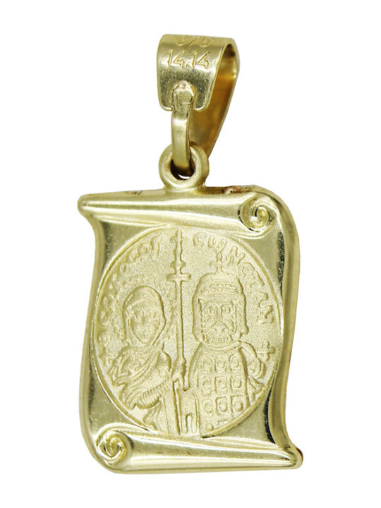 Roloi Kaliamanis Anhänger Kinder Amulett Beidseitig Konstantinato aus Weißgold 14K PM1234