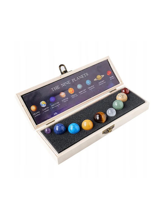 Mineralien des Sonnensystems Steine in einer Holzbox Geschenk 9 Planeten