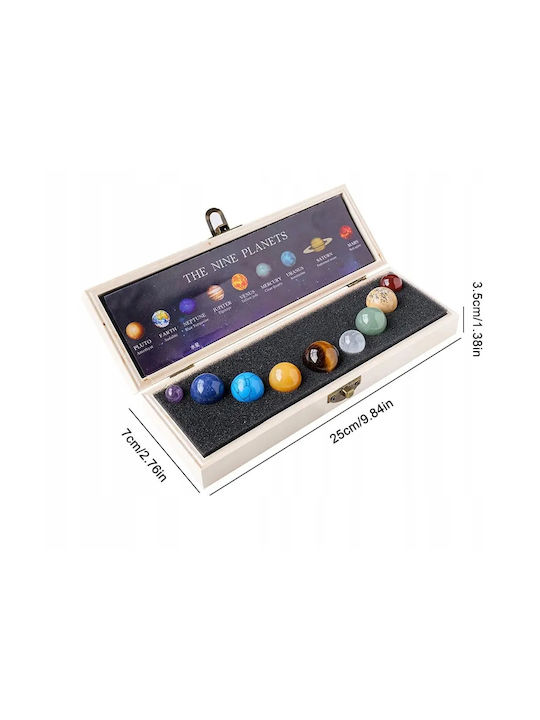 Mineralien des Sonnensystems Steine in einer Holzbox Geschenk 9 Planeten