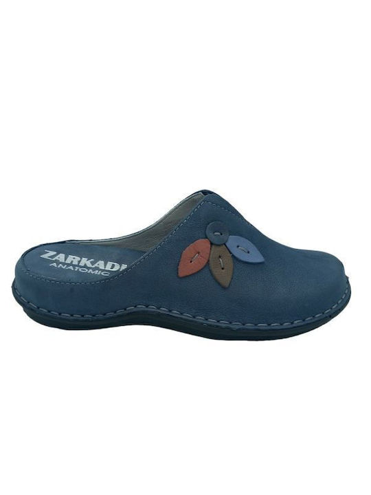 34877 Leather Winter Women's Slippers Blue