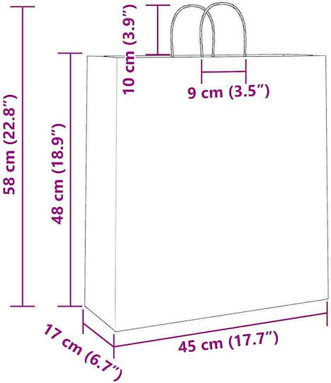 vidaXL Papier Tasche für Geschenke Rosa 45x48x17cm. 250Stück
