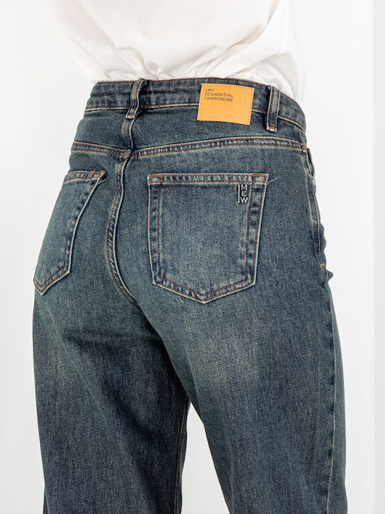 High Waist Women's Jean Trousers in Regular Fit Dark Blue