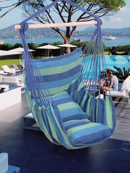 Ecoshadow Fabric Hammock Chair Blue Striped 80x80x120cm