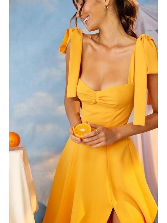 Sommer Midi Damenkleid für Hochzeit - Taufe Gelbe