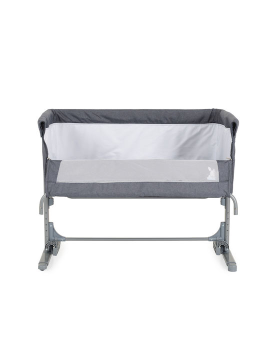 Moni Cradle with Mattress, Side Opening, and Wheels Gray