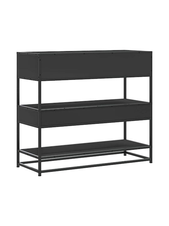 Console Table Wood & Metal Black Velvet-Black Metal L90xW35xH80cm