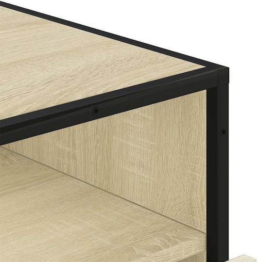 Wooden & Metallic Chest of Drawers Sonoma Oak 70x41x70cm