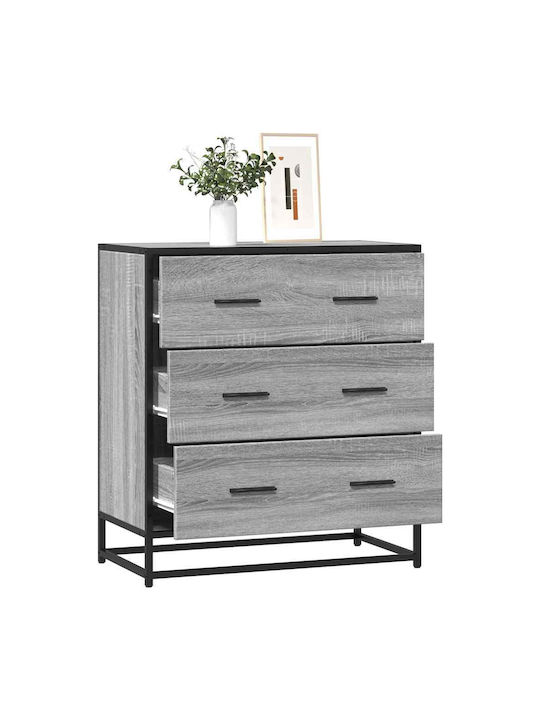 Συρταριέρα Κρεβατοκάμαρας mit 3 Schubladen Grey Sonoma 68x35x76cm