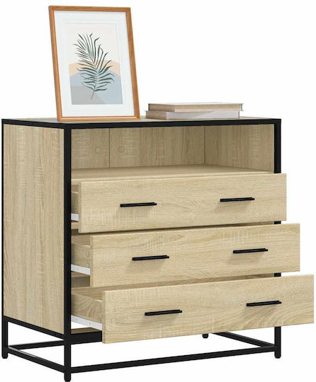Wooden & Metallic Chest of Drawers Sonoma Oak 70x41x70cm