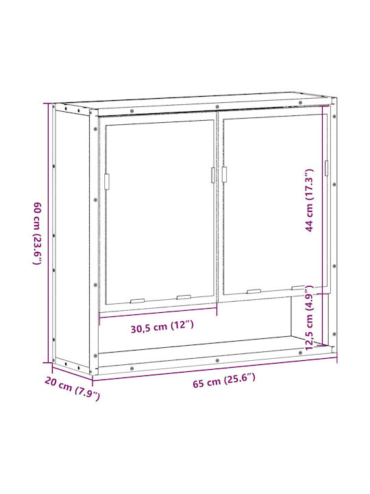 vidaXL Oglindă de Baie cu Dulap 65x20cm Gri