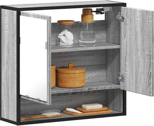vidaXL Bathroom Mirror made of Metal with Cabinet 65x20cm Gray