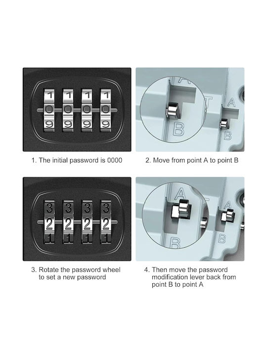 Panora Wall-Mounted Combination Key Holder Plastic with Combination Dial 9.4x4x7.9cm