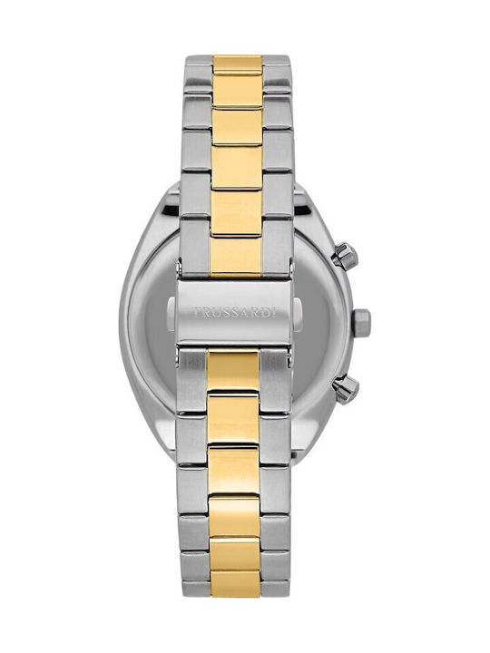 Trussardi Metropolitan Ανδρικό Ρολόι Χρονογράφος Μπαταρίας με Ασημί Μεταλλικό Μπρασελέ