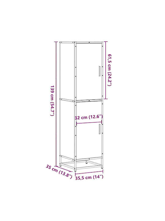 Cabinet Storage Made of Metal & Wood L35.5xW35xH139cm