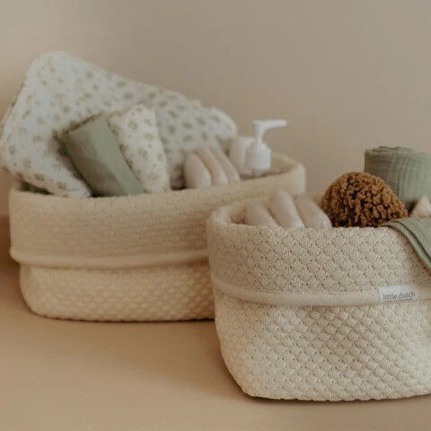 Little Dutch Καλαθάκι Αλλαξιέρας Πλεκτό Pure Soft White 25x15cm Little Dutch Καλαθάκι Αλλαξιέρας Πλεκτό Pure Soft White 25x15cm