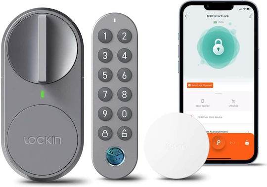 Lockin G30 Ηλεκτρονική Κλειδαριά Retrofit με Σύνδεση Wi-Fi και Bluetooth Γκρι