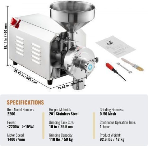 Vevor Μηχανή Άλεσης Κιμά 2200W Γκρι