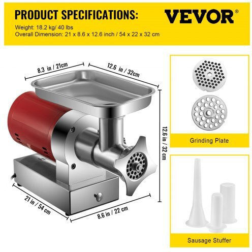 Vevor Mașină de măcinat carne 1100W Roșie