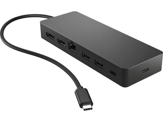 HP USB-C Docking Station με HDMI/DisplayPort 4K PD Ethernet και σύνδεση 2 Οθονών Μαύρο (50H55UT)