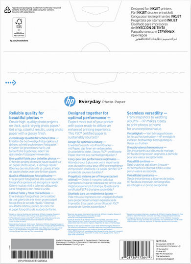 HP Everyday Glossy Photo Paper A4 (21x30) 200gr/m² for Printers Inkjet 100 Sheets