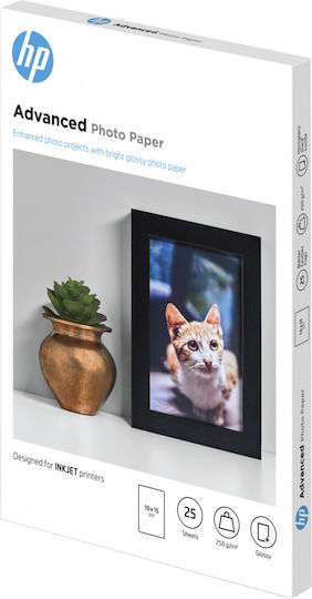 HP Advanced Glossy Photo Paper A6 (10x15) 250gr/m² for Printers Inkjet 25 Sheets