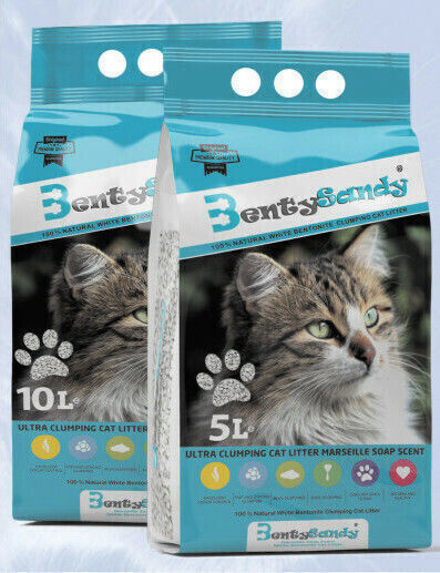 Bentysandy Bentonit Katzenstreu mit Duft Marseiller Seife 10Es