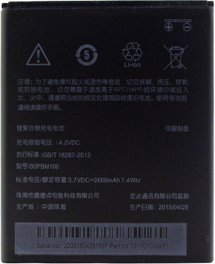 HTC BOPBM100 Συμβατή Μπαταρία Αντικατάστασης 2000mAh για