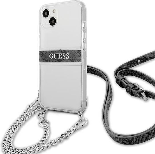 Guess Umschlag Rückseite Leder mit Band Transparent / Gray (iPhone 13 Mini)