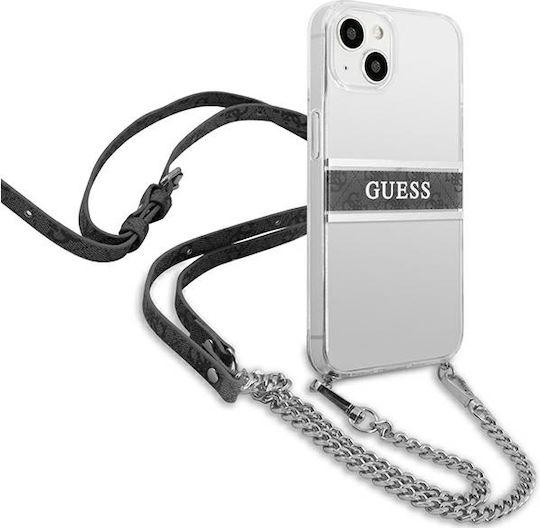Guess Umschlag Rückseite Leder mit Band Transparent / Gray (iPhone 13 Mini)