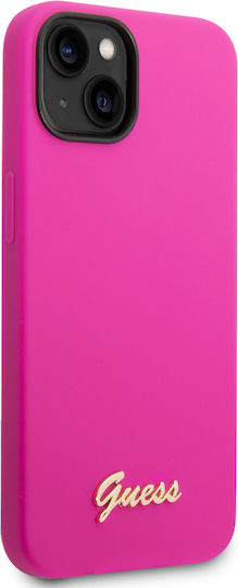 Guess Script Gold Logo Back Cover Πλαστικό / Σιλικόνης Φούξια (iPhone 14)