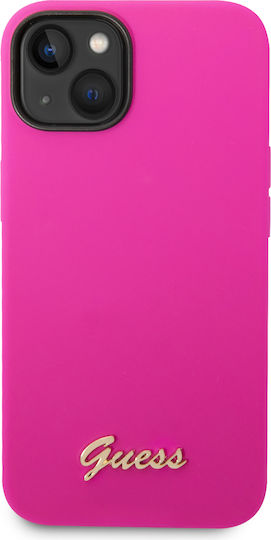 Guess Script Gold Logo Back Cover Πλαστικό / Σιλικόνης Φούξια (iPhone 14)