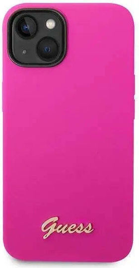Guess Script Gold Logo Back Cover Πλαστικό / Σιλικόνης Φούξια (iPhone 14)