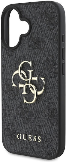 Guess Logo Umschlag Rückseite Synthetisches Leder Schwarz (iPhone 16)